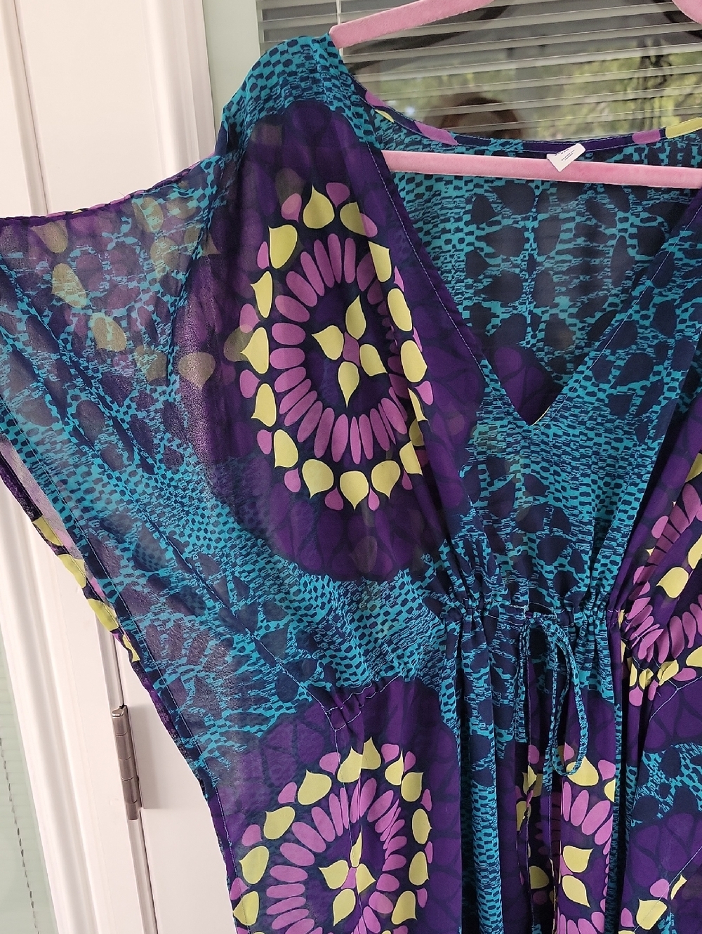 Old Navy Vibrant Purple Teal Floral Print Swim Cover Up Sz XXL - Picture 3 of 9